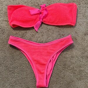 L Space Pink Bandeau Bikini Set